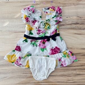 Janie and Jack 6-12 Floral Ruffle Baby Dress with Bloomers